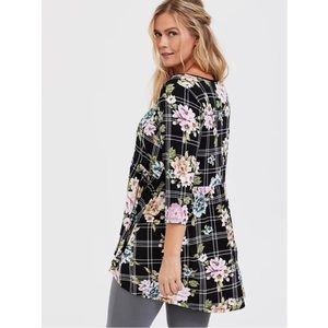 Torrid Floral Plaid Top